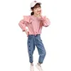 BAMBONDAMENTO BAMBIO BLOFFIO + CUORE Jeans Girls Abiti per la primavera Abbigliamento per bambini Autunno 6 8 10 12 14 210527