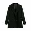 Autumn Free style Double Breasted Buttons Causal Blazer Boyfriend Vintage Women Mid Long Suit Coat Fashion Femme 210429