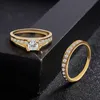 Dames 18k geel goud vergulde 3ct diamanten paar ringen geboortestone juwelen jubileum cadeau bruids bruiloft verlovingsband ring set6305407