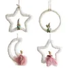 Christmas Decorations 2021 Creative Round Five-Pointed Star Plush Pendant Resin Angel Santa For Tree Window Home Hanging Decor