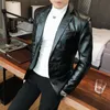 Mannen Bont Faux 2021 Jonge Heren Casual Pak Zwart Rood Wit Slim Fit Mannen Leren Jas Pure Kleur Pu blazers Jassen Voor Man