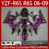 Moto-Verkleidungen für Yamaha Rose Flames YZF-R6S YZF R6 S 600 CC YZF600 2006–2009 Karosserie 96Nr.190 YZFR6S 2006 2007 2008 2009 YZF-600 600CC YZF R6S 06 07 08 09 OEM-Karosseriesatz