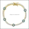 Link, Chain Bracelets Jewelry Spring Arrived Fashion M Prong Set Cz Tennis Rainbow Daisy Flower Charm Colorf Bracelet 210619 Drop Delivery 2