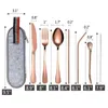 Portable Cutlery Set Travel Dinnerware Set Stainless Steel Camping Dinner Set Fork Knife Spoons Utensils With Straw Cutlery Bag 211012