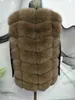 Real Fur Vest Coat Women Winter 70CM Waistcoat Light Gray for Female Short 211220
