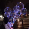 Lysande LED Ballong transparent färg Bobo Ball Blinkande belysning Ballonger med 70cm Pole Födelsedagsfest Bröllopsdekoration Valen224U