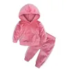 2021 bambini ragazzo e ragazza insieme di abbigliamento tuta ragazzi velluto top felpa con cappuccio top pantaloni caldi casual in cotone 2 pezzi outfit set di vestiti per bambini