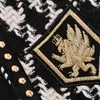 Runway Fashion 2021 Designer Jacket Women's Long Sleeve Badge Brodery Rivet Houndstooth Tweed Outer Coat Jackets