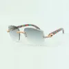 2022 Bouquet Diamond Sonnenbrille 3524014 mit natürlichen Pfauenholzgläsern und geschliffenen Gläsern der Stärke 3,0