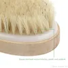 Peau sèche chaude corps doux poils naturels la brosse de SPA en bois bain douche brosse à poils SPA brosse corporelle sans poignée DLH060