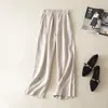 Arrivo Primavera Estate Corea moda Donna Pantaloni casual larghi Plus Size Elastico in vita in cotone lino Gamba larga S601 210512