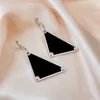 Chic Triangle Letter Necklace Designer Tassel Chain Necklace Earrings Women Hip Hop Triangles Eardrops With Stamps Girl Cool Punk Jewelry Sets