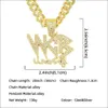 Nouveau Bling Glafe Out Cubic Zircon Cuban Link Lettre de la chaîne de la chaîne WCB Collier pendentif pour hommes HIP HOP Bijoux cadeau Dropshipping x0509