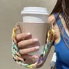 Hooks & Rails PU Leather Milk Tea Hand-Held Holder Detachable Chain Outdoor Picnic Portable Coffee Cup Outer Packaging Bag Without253u