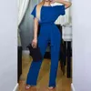 Kvinnor Jumpsuit med midjebälte Kortärmad Elegant Sommar Casula Mode Lady Övergripande Playsuit Rosa Black Red Yellow Plus Size 210416