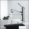 Badrumsvaskkranar kranar, duschar som Home Garden Basin kran Enstaka handtag Mixer TAPS Black Color Deck monterad och kallt vatten kran Dr