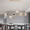 Nordic restaurant lamp Long strip pendant lights modern minimalist magic bean molecular glass ball chandelier dining room hanging lamp