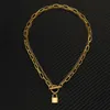 Кулон Ожерелья из нержавеющей стали Многослойные цепные замок Ожерелье для женщин Мужчины OT CLAP Toggle Padlock Choker Hip Hop Ювелирные изделия