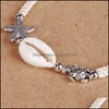 Jewelryshells Starfish Turtle Charm flätade armband Anklet Hand Woven Boho Rope Armband Surfer Hawaiian Summer Beach Jewelry for Men Wome
