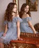 Bébé fille gris strass sequin maille robe enfants princesse anniversaire tempérament robe Q0716