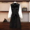 XL-5XL Plus Size Women Elegant Shirt Dress Autumn 2019 Turn-Down Collar Long Sleeve Patchwork Single-Breasted Ladies Dresses Y1006