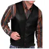 Homens Coletes Homens Formal Casual Single-Breasted PU Couro Veste Cavalheiro Slim Retro Faux Tanques Tops Lazer Suits Jacket
