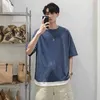 Männer 5 Viertel Sleeve T-shirts Plus Größe Patchwork Alle-spiel Koreanischen Stil Harajuku Streetwear Casual Neue Ulzzang Täglichen Lose blau G1222