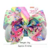 Forcina per capelli Jojo Bowknot da 8 pollici per bambini Arcobaleno Unicorno con fiocchi per capelli in cartone animato con diamanti Barrette per capelli per bambini