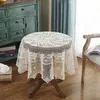 Couverture de table ronde de luxe Tissu au crochet pastoral Tissus de salle à manger Tissu de Noël décoratif pour la maison 211103