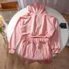 Kimutomo Fashion Casual Suit Kvinnors Vår Sommar Koreansk Kort Hooded Top + Skirt Two-Piece Set Ins Style Kvinna 210521