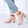 Dress Shoes Lasyarrow Large Size 34-46 Buckle Strap Pumps Women Pointed Toe Thick High Heels Spring Summer Ladies Wedding