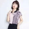Coréen femmes chemise en mousseline de soie Blouses pour chemises à manches courtes femme haut rose tout match hauts grande taille femme OL 210427