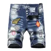 Men Painted Denim Shorts Jeans Summer Pocket Big Size Casual Distressed Holes Slim fit Men's Short Pants Trousers DY1125