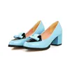 Dress Shoes Big SizeFashion Point Bow Color Blocking Single Ladies High Heels Women Woman Pumps