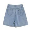 [DEAT] Kvinnor Sommar Mode Wide Ben Byxor Hög midja Solid Färg Oregelbundet Temperament Denim Shorts 13Q448 210527