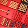Chopsticks 5 Pairs Of Chinese Gift Packaging Wedding Supplies Bamboo Festive Household Printing Tableware