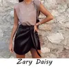 Zary Daisy's Women's Dress, omuz yastıklı Avrupa ve Amerikan tarzına sahip kolsuz bir tişört