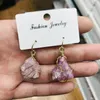 Gold-color Wire Wrap Jewelry Party Supplies Irregular Natural Crystal Stone Hook Dangle Drop Earring Many Colors Earrings for Women Charm JewelryZYY959