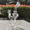 2021 Hookah Bong Glass Dab Rig Multi Color Clear Recyler Water Bongs Smoke Pipes 9 Inch Height 14.4mm Female Joint with Quartz Banger