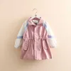 Spring Autumn 2-6 8 10 12 Years Children's Clothing Outerwear & Coats Hooded Color Patchwork Trench For Baby Kids Girls 210529
