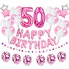 37 sztuk Różowy Numer 1 2 3 4 5 6 7 8 9 lat Balony Happy Birthday Party Decorations Kids Baby Girl Princess 15 16 18 30 40 211216