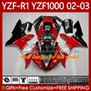 ヤマハYZF R 1 1000 CC YZF-R1 YZF-1000 00-03ボディワーク90NO.102 1000cc YZF R1 YZFR1 02 03 00 01 YZF1000 2002 2001 2000 2000 2000 2001 OEMフェアリングキットブラックブルーBLK