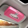 Crown Crystal Rhinestone Sun Visor Type Car Tissue Box Pink Holder Diamante Interior Paper Towel Girls Accessories