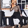 Women Leopard Bodysuit Tops Autumn Turtleneck Long Sleeve Bodycon Skinny Bodysuits Jumpsuits Ladies Sexy Club Wear 210426