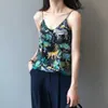 Tank Top Women Silk Satin Loose Plus Size Tropical Jungle Folk Style Print V-neck Strap Halter Vest Female Undershirt Lingerie 210623