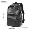 PU Leather Backpack Men Men Travel Bag Placs Simple Style School Facs for