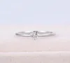 100% 925 Sterling Silver Ring Heart Clear CZ biały / żółty / różany Złoty Kolor dla kobiet Zaręczyny Biżuteria Prezent