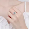 2 Moissanite Oval Kesim Elmas Nişan Yüzüğü Gümüş Katı Düğün Band Yüzükler Gelin Takı Dahil Kutu