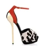 2017 S Luxury High Heels Leopard Stampa sandalo sexy tacco di tacco Openentoe marca di moda marca di moda caviglia cinghia da 14 cm con tacco da donna pompe per donna par3197378