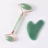 Rullo viso in giada Gua Sha Strumento per massaggio Set regalo Rulli facciali in avventurina naturale Massaggiatore Raschietto Collo Bellezza degli occhi Pietra curativa Rughe Anti invecchiamento